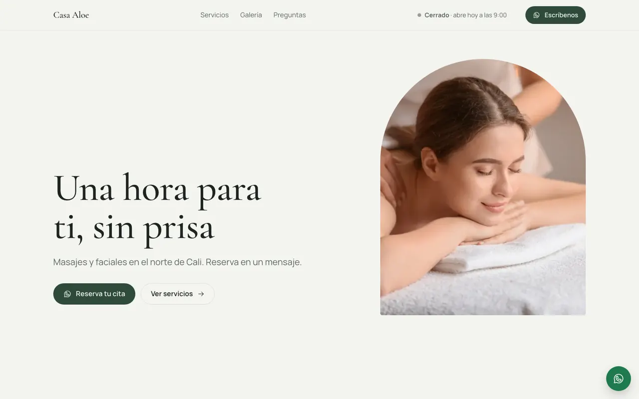 Vista de la plantilla Calma