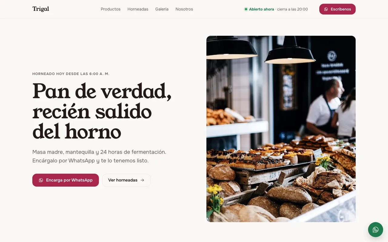 Vista de la plantilla Horno